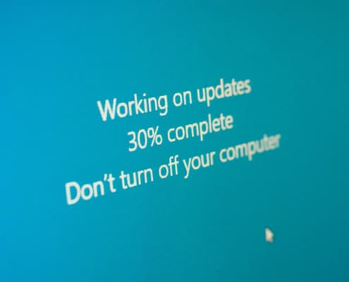 Computer Screen - Working on Updates 30% complete Don't Turn Off Your Computer