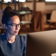 remote employee working in home office after it hardware procurement assistance from company