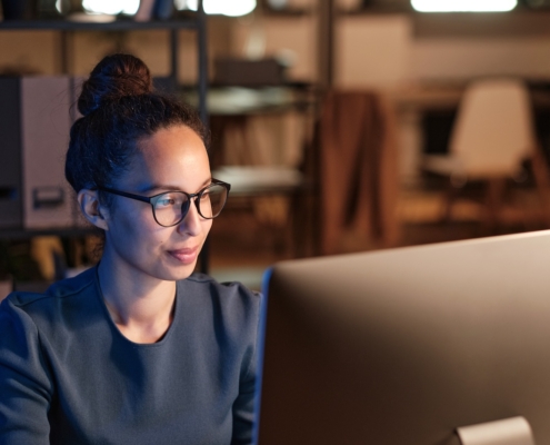 remote employee working in home office after it hardware procurement assistance from company