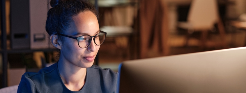 remote employee working in home office after it hardware procurement assistance from company