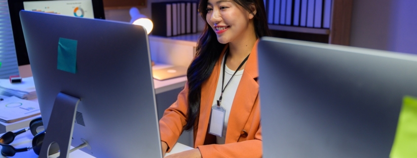 woman working in office on computer