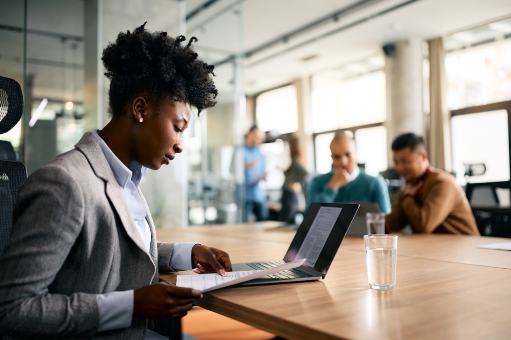 woman working on computer in office