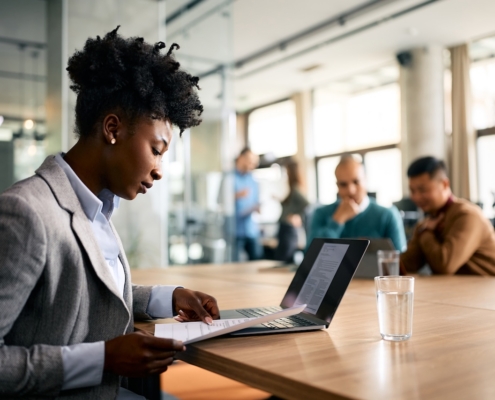 woman working on computer in office