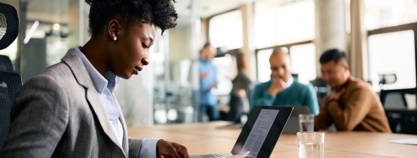 woman working on computer in office